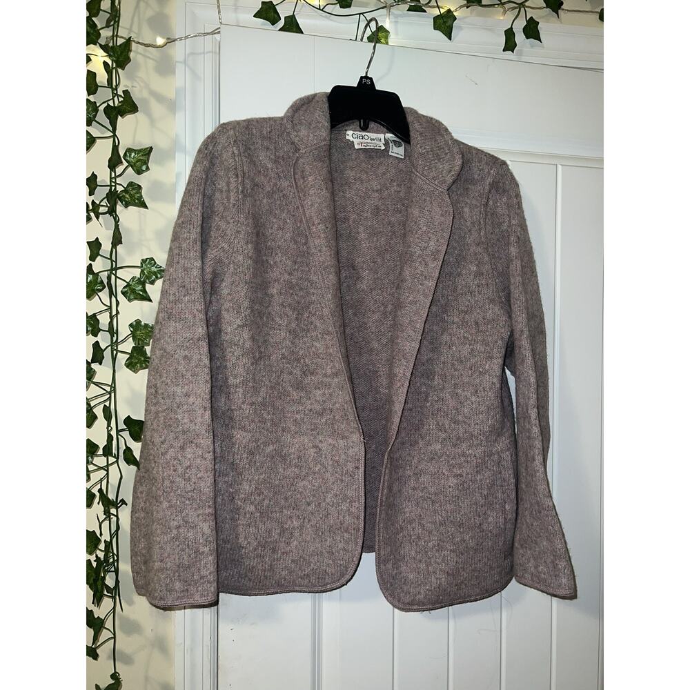 Ciao sport for talbots purple 100% wool blazer overcoat open no buttons small